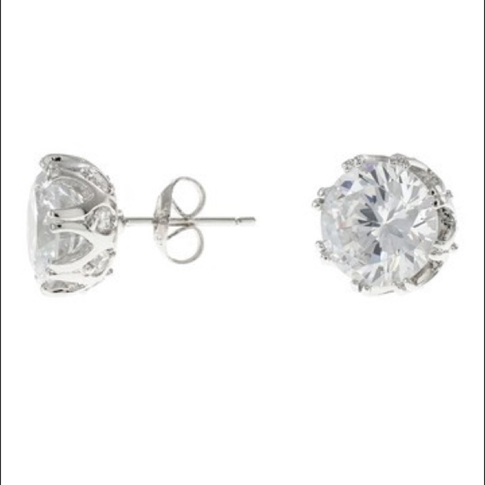 CZ By Kenneth Jay Lane Round CZ Crown Earrings